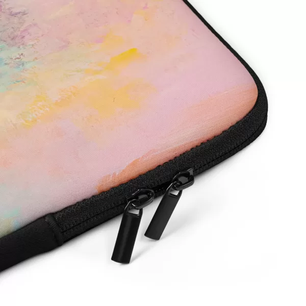 laptop sleeve with black zip and abstract painting