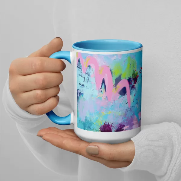 Abstract Mug with Blue Color Inside