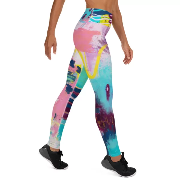 Yoga Leggings - Bubblegum painting - Image 3